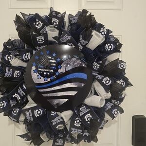 Patriotic Blue and Black Wreath